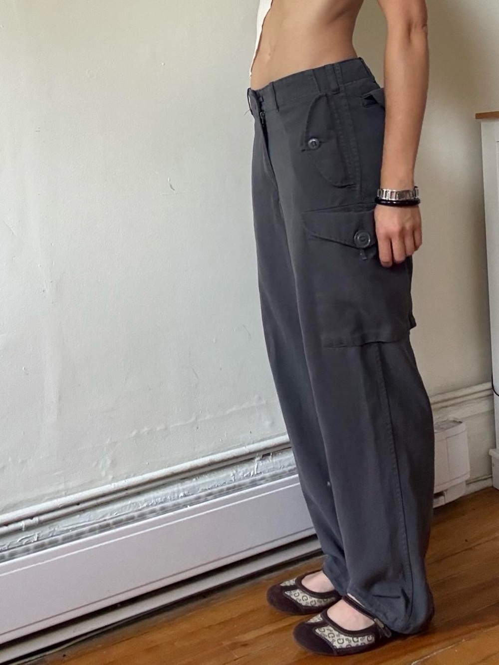 Grey Authentic Army Utility Cargo Pants – Y2K Military Workwear (Fits Small)